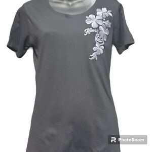 ABC store label Tee shirt Hawaiian flowers & rhinestones Size small women's tee
